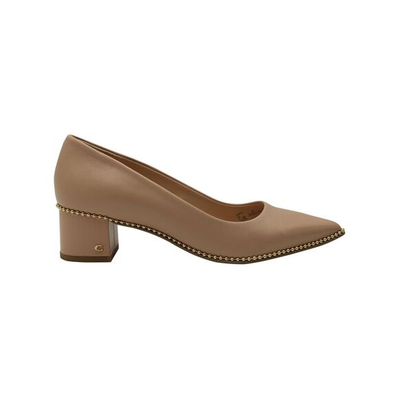 Coach Block Heel Willa Pumps in Beige Leather - Picture 1 of 7